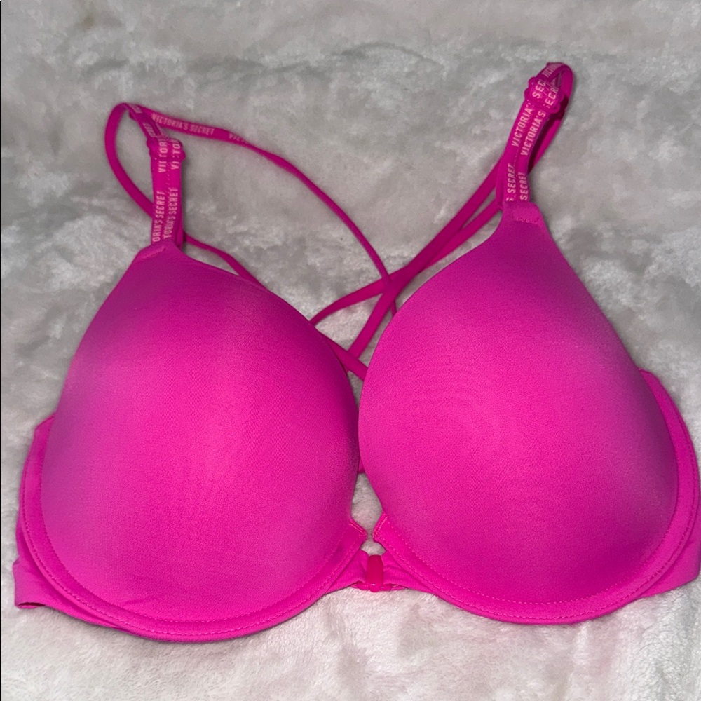 Victoria's Secret -T-shirt Push-up Full Cover Hot Pink Strappy Push-Up Bra-32DD